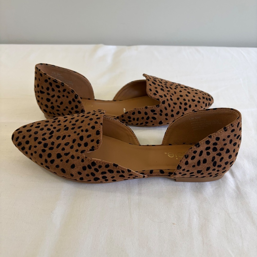 Kensie Gaby Leopard Cheetah Print d'Orsay Pointed Toe Flats Tan Black 6.5M - Picture 5 of 10